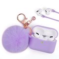 Iphone iPhone CAAPR-FURB-LV Furbulous Collection 3 in 1 Thick Silicone TPU Case with Fur Ball Ornament Key Chain & Strap for Airpods Pro - Lavender CAAPR-FURB-LV